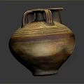 Traditional Earthenware Clay Pot With Spiral Carving And Decorative Handles