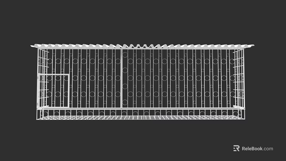 Large Wireframe Industrial Structure With Grid Design And Circular Openings 3d model 