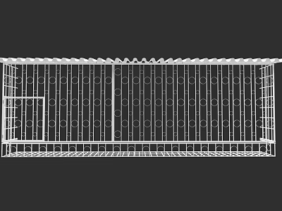 Large Wireframe Industrial Structure With Grid Design And Circular Openings 3d model