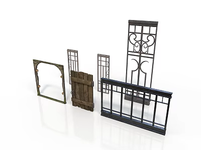 Various Door And Window Frames Featuring Wooden Metal Designs Ornate Patterns And Simple Styles 3d model