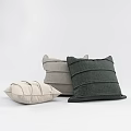 Soft Fabric Throw Pillows with Striped Design in Light Beige Gray and Dark Green