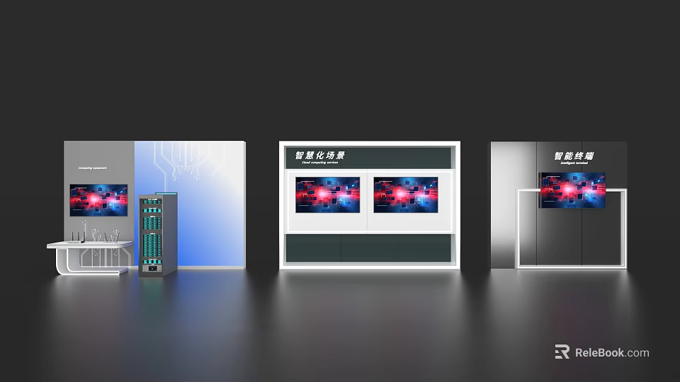 Event Exhibition Wall with Intelligent Interactive System and Colorful Digital Screens 3d model 