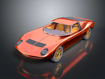 Sleek Copper Sports Car With Convertible Design Gold Wheels And Brown Leather Interior 3d model