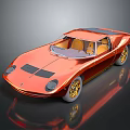 Sleek Copper Sports Car With Convertible Design Gold Wheels And Brown Leather Interior