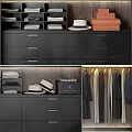 Modern Wardrobe Interior With Hanging Rails Drawers And Storage Shelves
