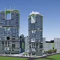 Modern High Rise Hotel Building With Surrounding Roads And Green Open Spaces