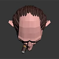 Cartoon Style Man Head With Cigar Long Beard Hair And Blue Shirt On Dark Background