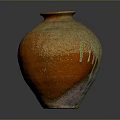 Sculptural Carving Of Reddish Brown Glossy Textured Vase With Spherical Shape And Narrow Neck