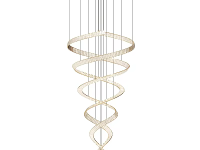 Golden Spiral Metal Chandelier With Coiled Circular Rings For Modern Interior 3d model