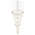 Golden Spiral Metal Chandelier With Coiled Circular Rings For Modern Interior