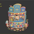 CakeShop Commercial Display Cabinet With Desserts Teddy Bear And Decorative Elements