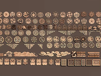 Chinese carved hollow carved auspicious cloud pattern dragon and phoenix pattern carved traditional pattern wall decoration building components 3d model