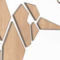Stylish Geometric Hummingbird Wall Art With Gold White Modern Decorative Design