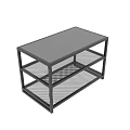 Modern Black Coffee Table with Glass Top and Three Tier Mesh Shelves