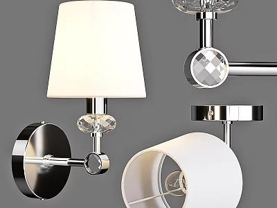 Modern Wall Lamps With White Lampshades Metal Brackets And Crystal Accents 3d model