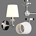 Modern Wall Lamps With White Lampshades Metal Brackets And Crystal Accents