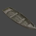 Vintage Wooden Boat With Seats And Wooden Planks On Gray Background