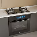 Elegant Modern Kitchen Appliances Gas Stove Oven With Digital Display On White Countertop