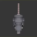 Game Pixelated Rat Character With Gray Body Pink Ears Striped Tail Crouching Pose