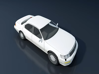 White Sedan 3D Render with Sleek Body Design and Modern Wheels 3d model