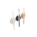 Modern Wall Lamp With Sleek Gold Silver Metal And Circular Black Gold Balls Design
