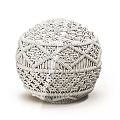 Handcrafted White Woven Spherical Stool With Intricate Geometric Patterns For Interior Decor 3d model