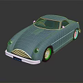Blue Vintage Classic Sports Car With Streamlined Design And White Wheels