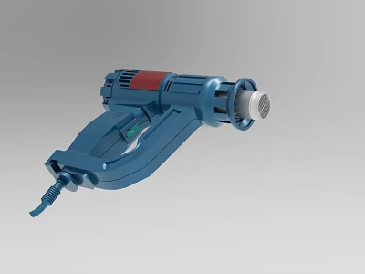 Industrial Blue Handheld Power Tool With Red Accents Metal Connector Green Button 3d model