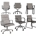 Modern Ergonomic Office Chairs With Various Designs Armrests And Wheels For Workspace 3d model