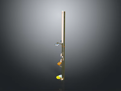Scenic View With Metal Pole And Colorful Objects Against Gray Gradient Background 3d model