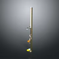 Scenic View With Metal Pole And Colorful Objects Against Gray Gradient Background