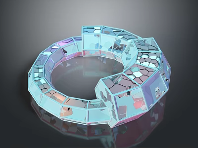 Modern Futuristic Transparent Hollow Ring Structure With Polyhedral Modules And Reflective Surfaces 3d model