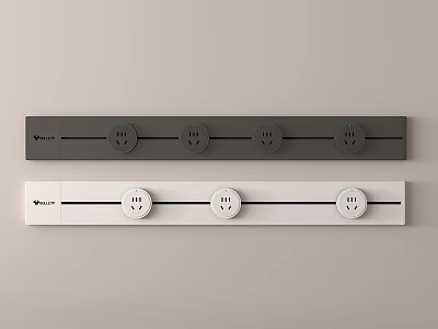 Gray and White Wall Mounted Switch Panels With Circular Controls 3d model