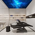 Modern White Beauty Hair Salon Interior With Round Ceiling Lights Styling Chairs And Mirrors