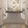 Cream Simple Wind Suspension Shape Curved Light Strip Corridor End View Entrance 3d model