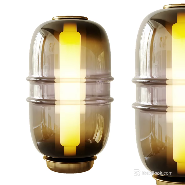 Modern Glass Table Lamp With Gradient Brown Shade And Warm Yellow Light 3d model 