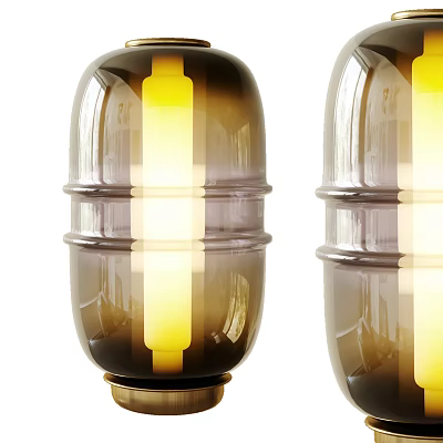 Modern Glass Table Lamp With Gradient Brown Shade And Warm Yellow Light 3d model
