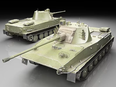 Green Military Tanks With Long Barrel Tracked Design And Detailed Features 3d model
