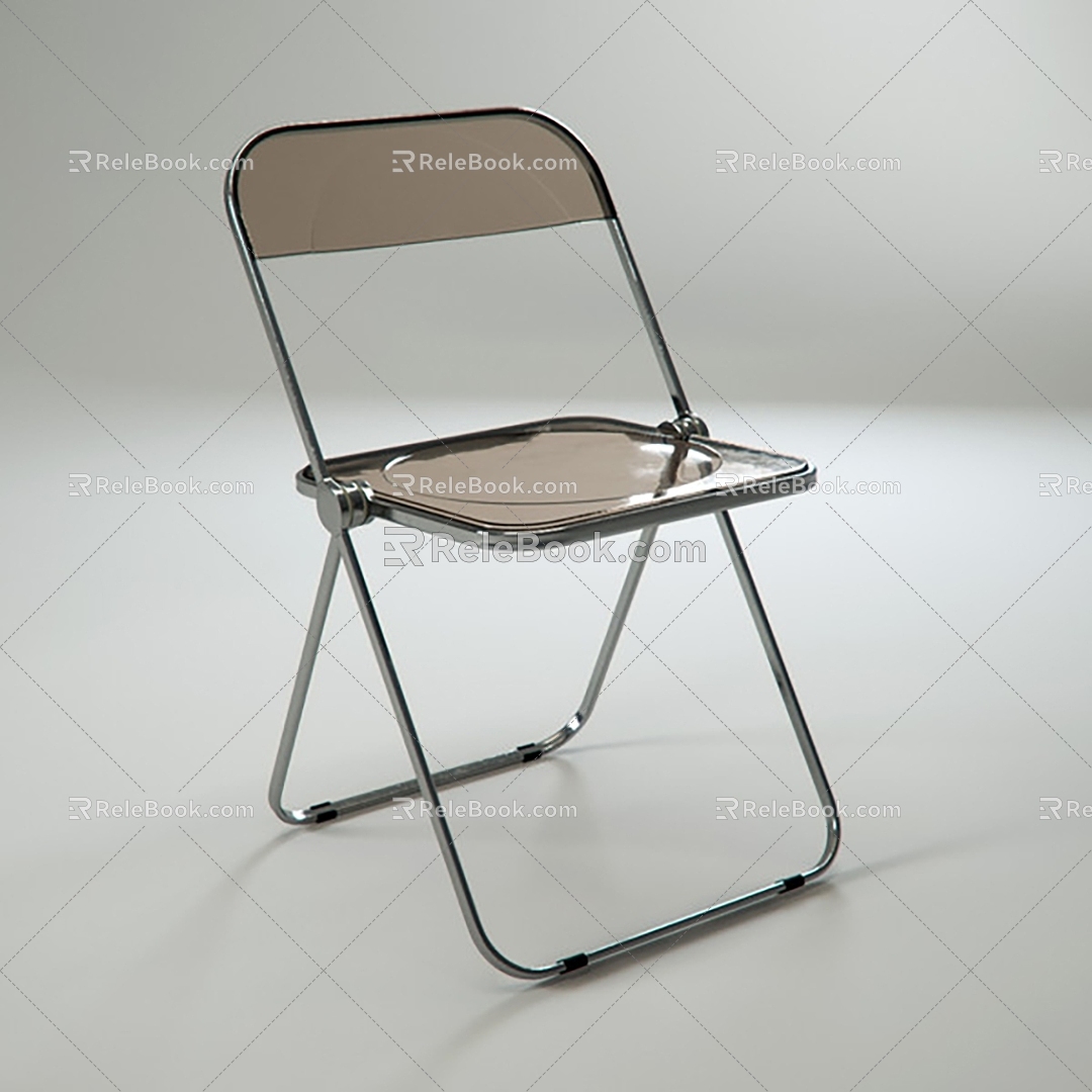 Industrial Style Folding Chair Internet Celebrity Living Room Dining Room Chair Acrylic Stainless Steel Transparent 3d model