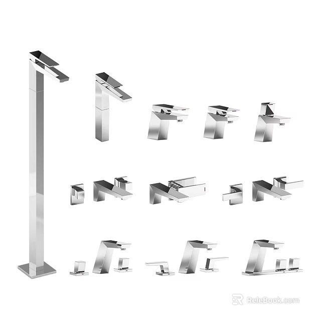 Various Modern Bathroom And Kitchen Faucets With Stylish Design Options 3d model 