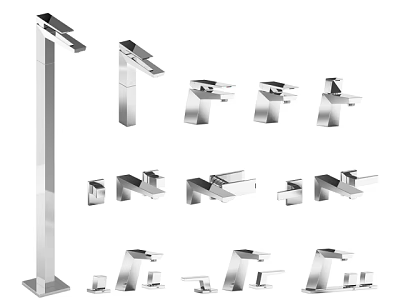 Various Modern Bathroom And Kitchen Faucets With Stylish Design Options 3d model