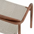 Modern Leisure Chair With Wooden Frame Curved Armrests And Woven Seat