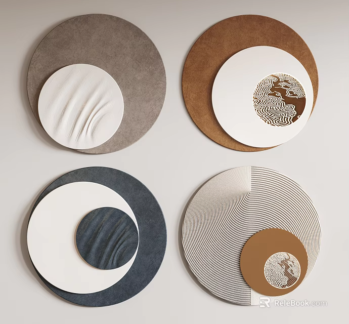 Round Modern Wall Decor With Various Textures And Colorful Circular Patterns 3d model