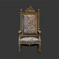 Classic Leisure Chair With Ornate Carved Frame And Floral Pattern Upholstery