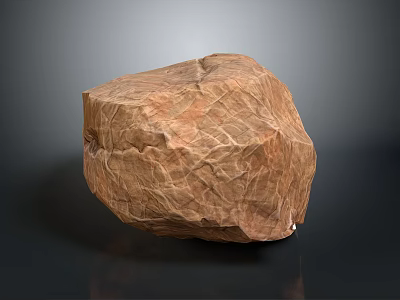Natural Wooden Stone Block Displaying Rough Textured Surface And Earthy Brown Tone 3d model
