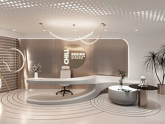 Modern Front Desk Streamline Front Desk 3d model