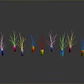 Colorful Decorative Household Items With Colored Sticks On Sleek Reflective Surface