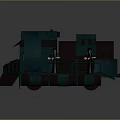 Vintage Blue Green Metal Steam Train Locomotive With Chimney Ladder And Front Scoop Design