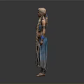 Game Movie Character With Braided Hair Blue Brown Outfit And Decorative Sandal Details
