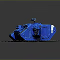 Blue Tank Model With Detailed Design On Checkered Mat Surface 3d model